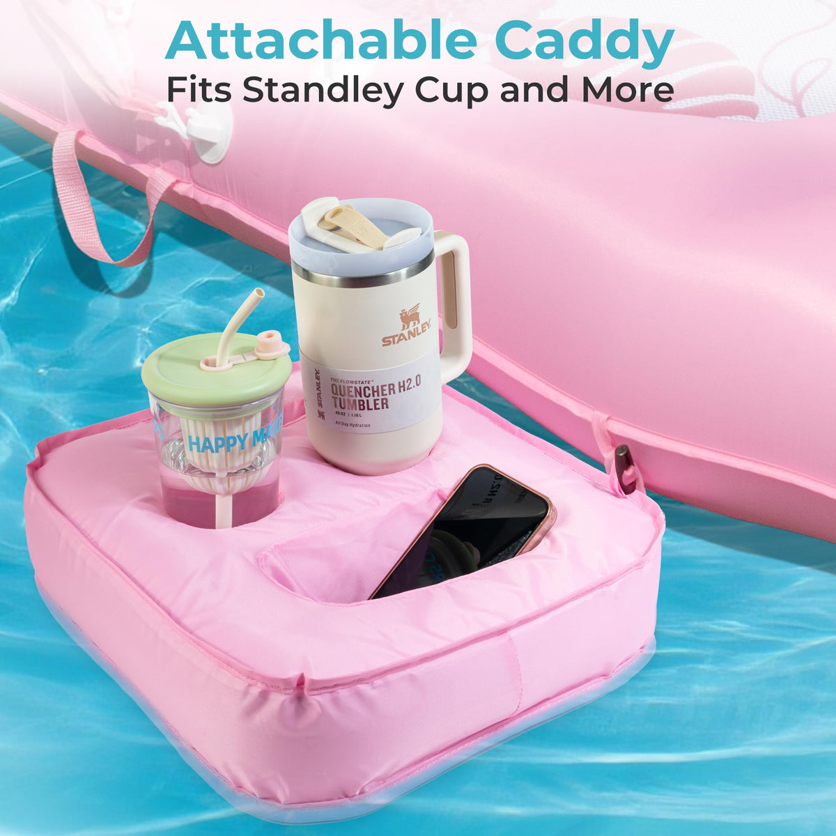 POOLACC cup holder keeps drinks within reach on the float