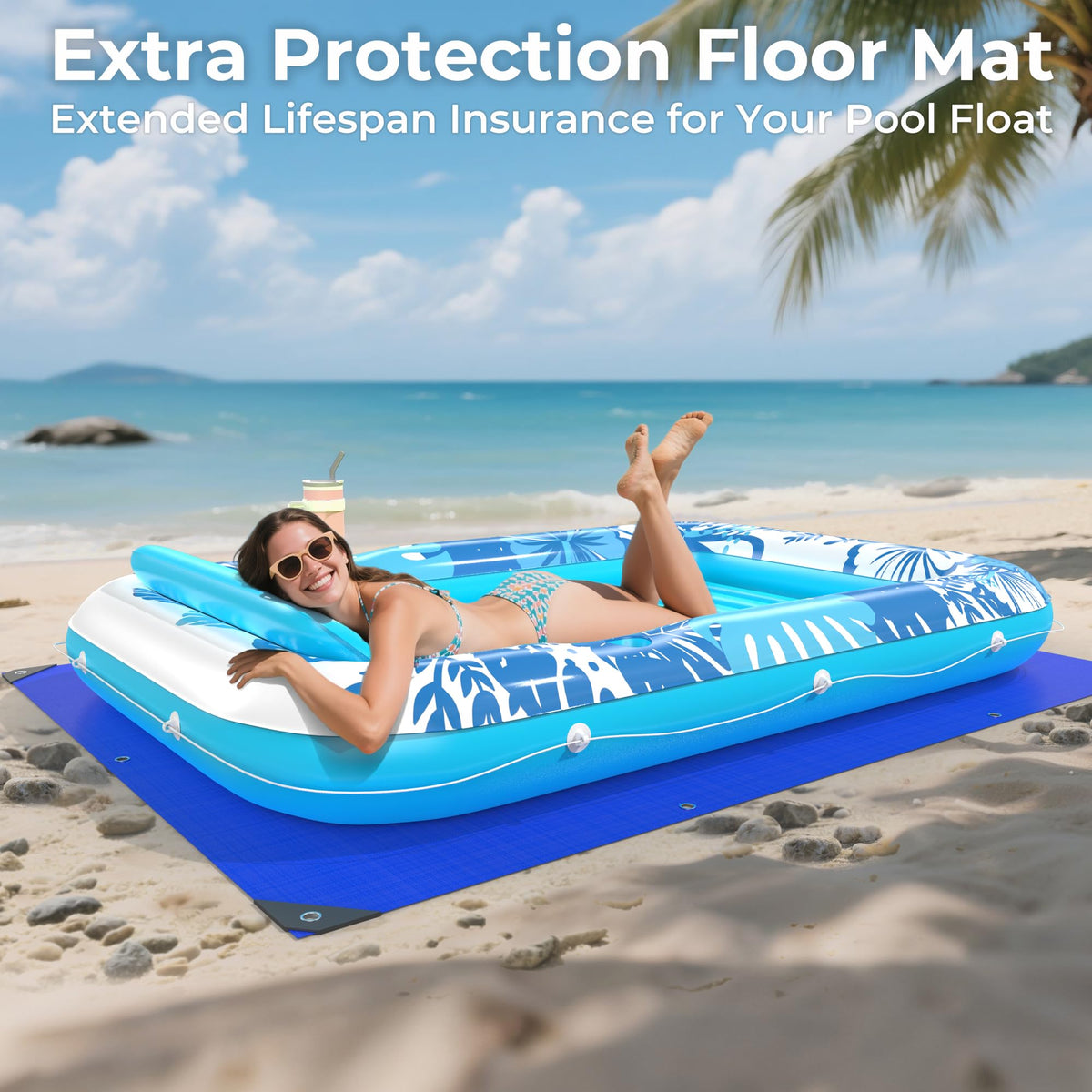 POOLACC protection mat shields the lounge from punctures during use
