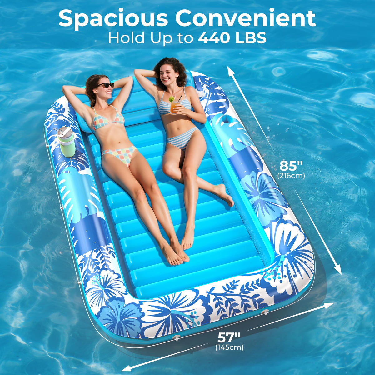 POOLACC XL 85x57 tanning lounger supports up to 440 pounds