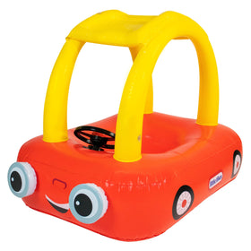 PoolCandy Little Tikes Cozy Coupe Float front view shows classic red and yellow ride-on design for kids.