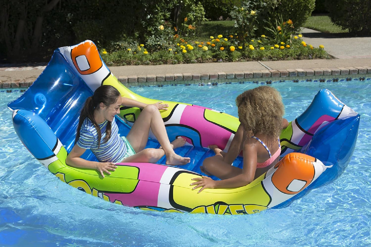 Poolmaster Aqua Rocker suitable for adults and kids eight plus for lounging.