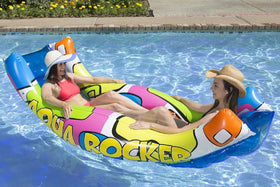 Poolmaster Aqua Rocker Boston valve enables quick inflation and easy deflation.