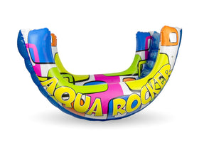 Poolmaster Aqua Rocker floats a family enjoying a sunny pool party.