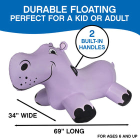 Poolmaster Happy Hippo easy inflate/deflate valve for quick setup and packing