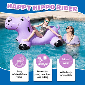 Poolmaster Happy Hippo wide-stable design for comfortable lounging and riding