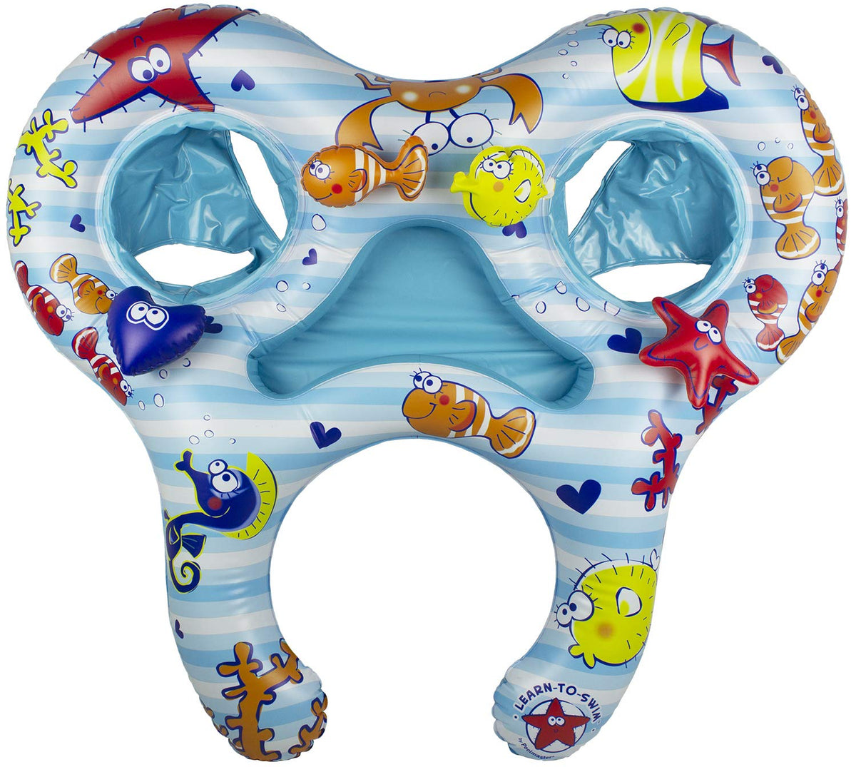 Poolmaster Mommy and Us right seat keeping both toddlers engaged in water play