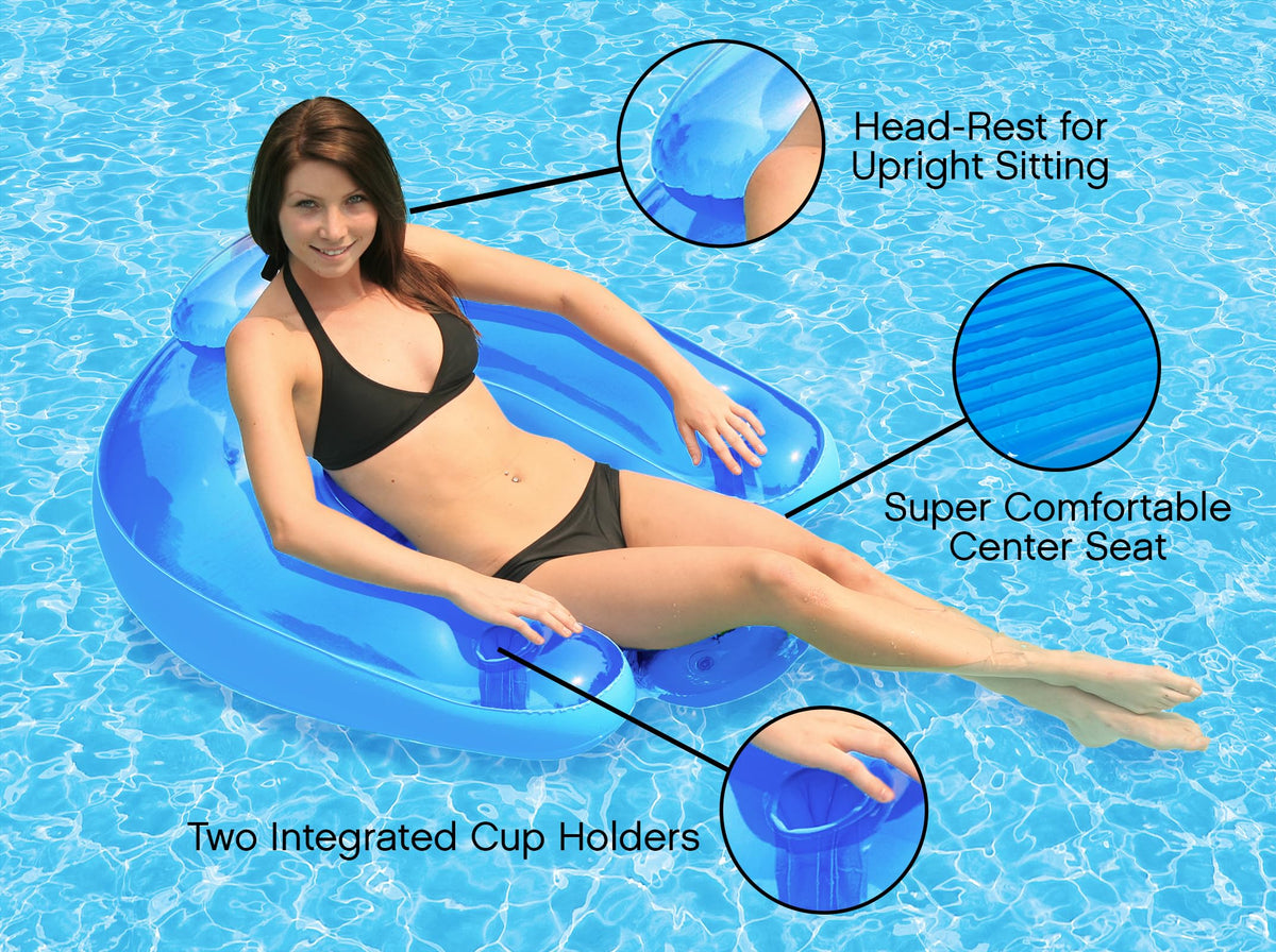 Poolmaster Paradise water chair mesh seat promotes cooling as you relax.