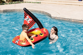 Poolmaster pirate boat rope holders simplify towing and storytelling play