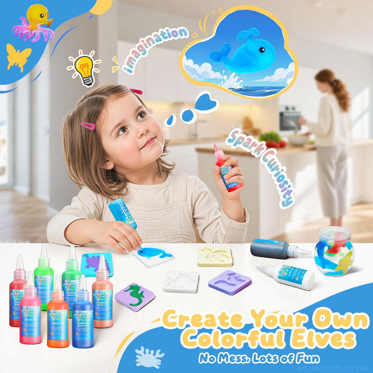 Poonoo color gel art for kids to craft vibrant aqua creatures