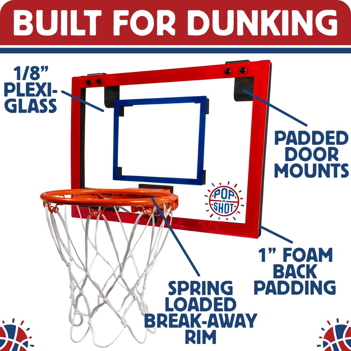 Pop-A-Shot Super Slam includes two balls and a pump for quick setup.
