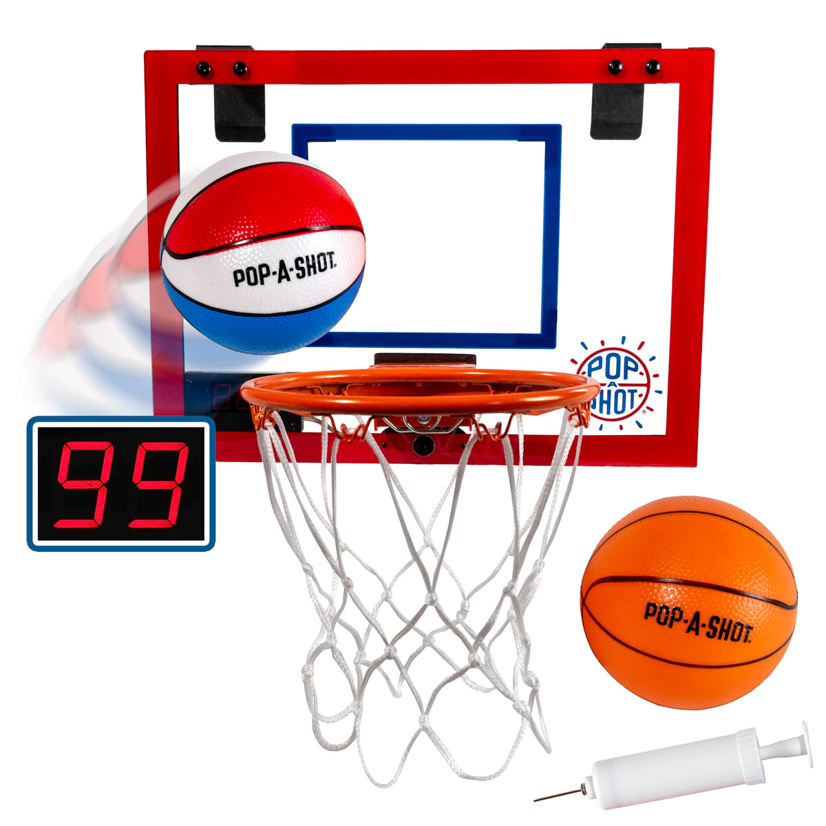 Pop-A-Shot Super Slam dunk action brings energetic play to your space.