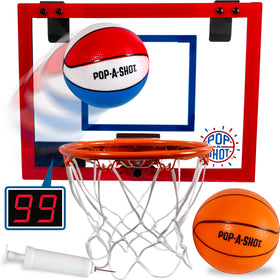 Pop-A-Shot Super Slam over-the-door hoop ready for fast, space-saving play.