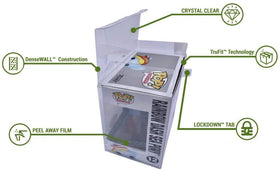 Push-lock tab reinforces the protector for sturdy display.