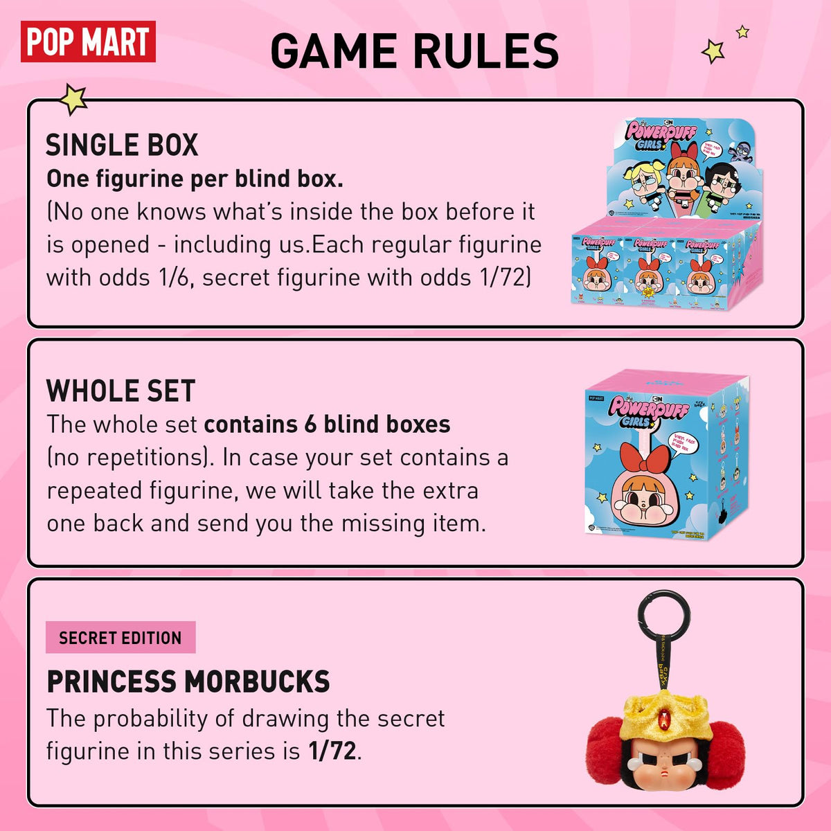 POP MART Crybaby Powerpuff blind box offers a surprise fashion charm upon unboxing.