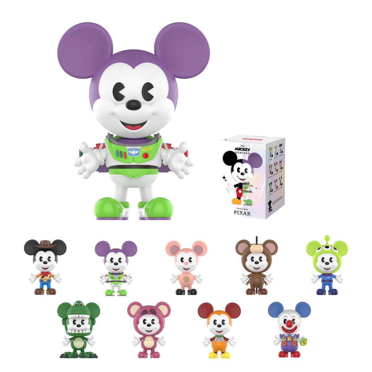 POP MART Disney Mickey Remixed blind box packaging invites collector intrigue.