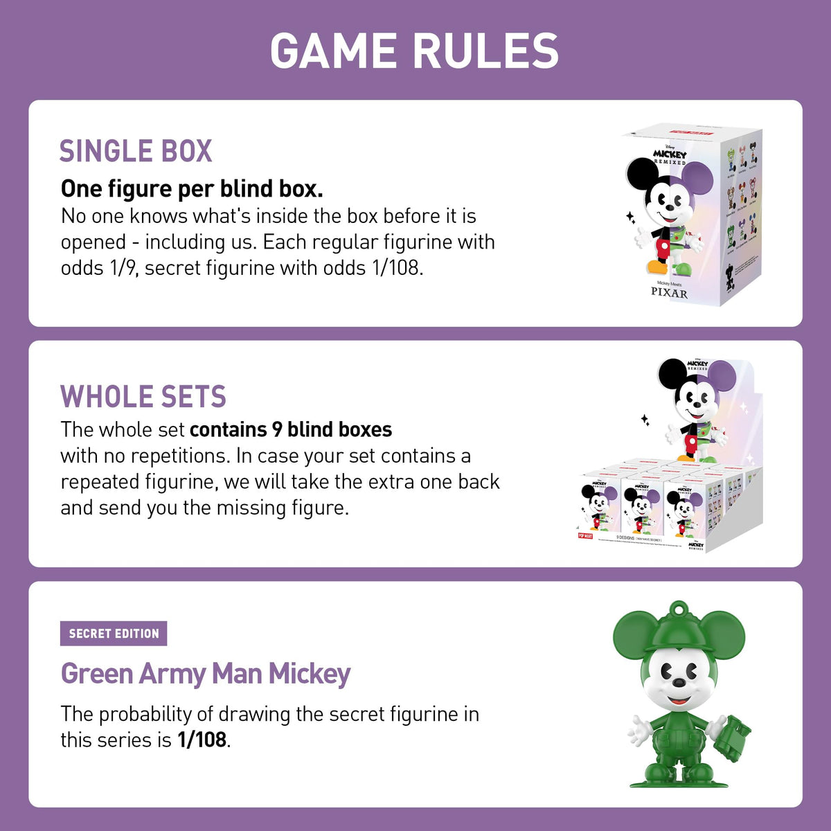 POP MART Disney Mickey Remixed random figure hints at a unique shelf display.