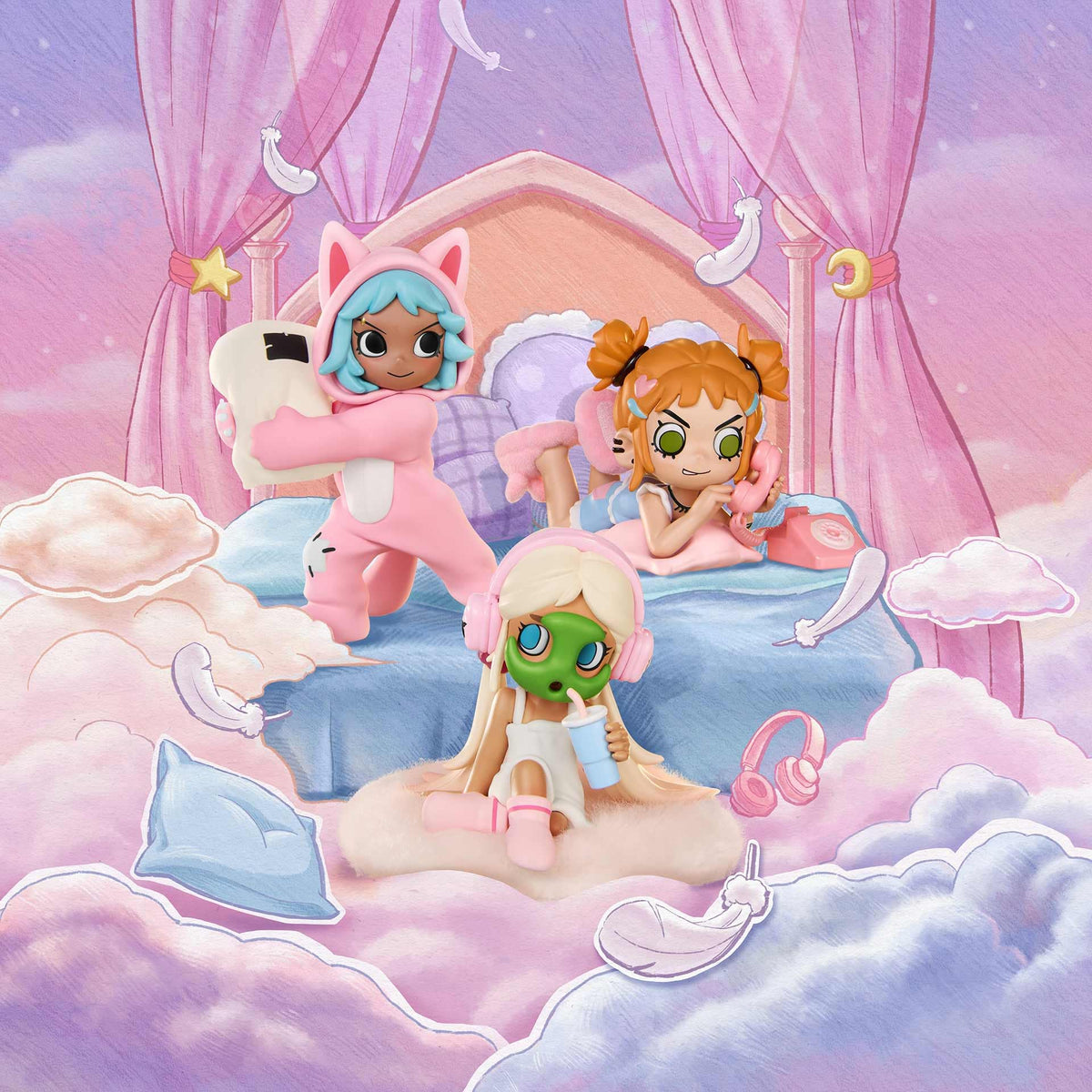 POP MART Lil Peach Riot Sleepover box top view, compact collection gift.