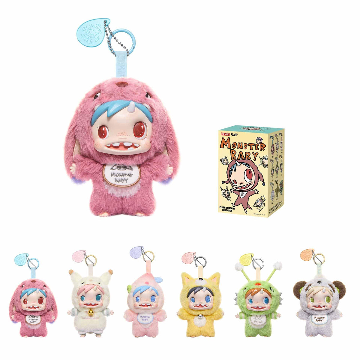 POP MART Polar-Monster Baby Ver1 plush pendant front view for display and gifting.