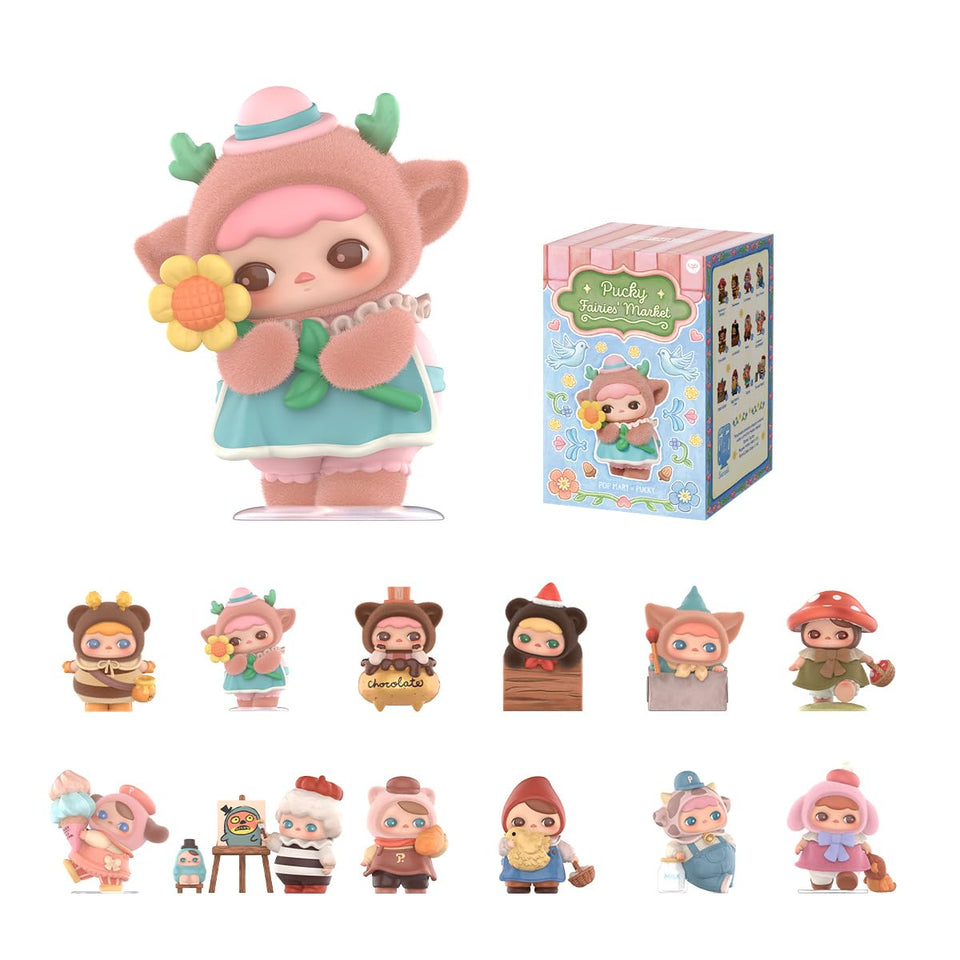 POP MART PUCKY Fairies' Market figure front view, a collectible for display.