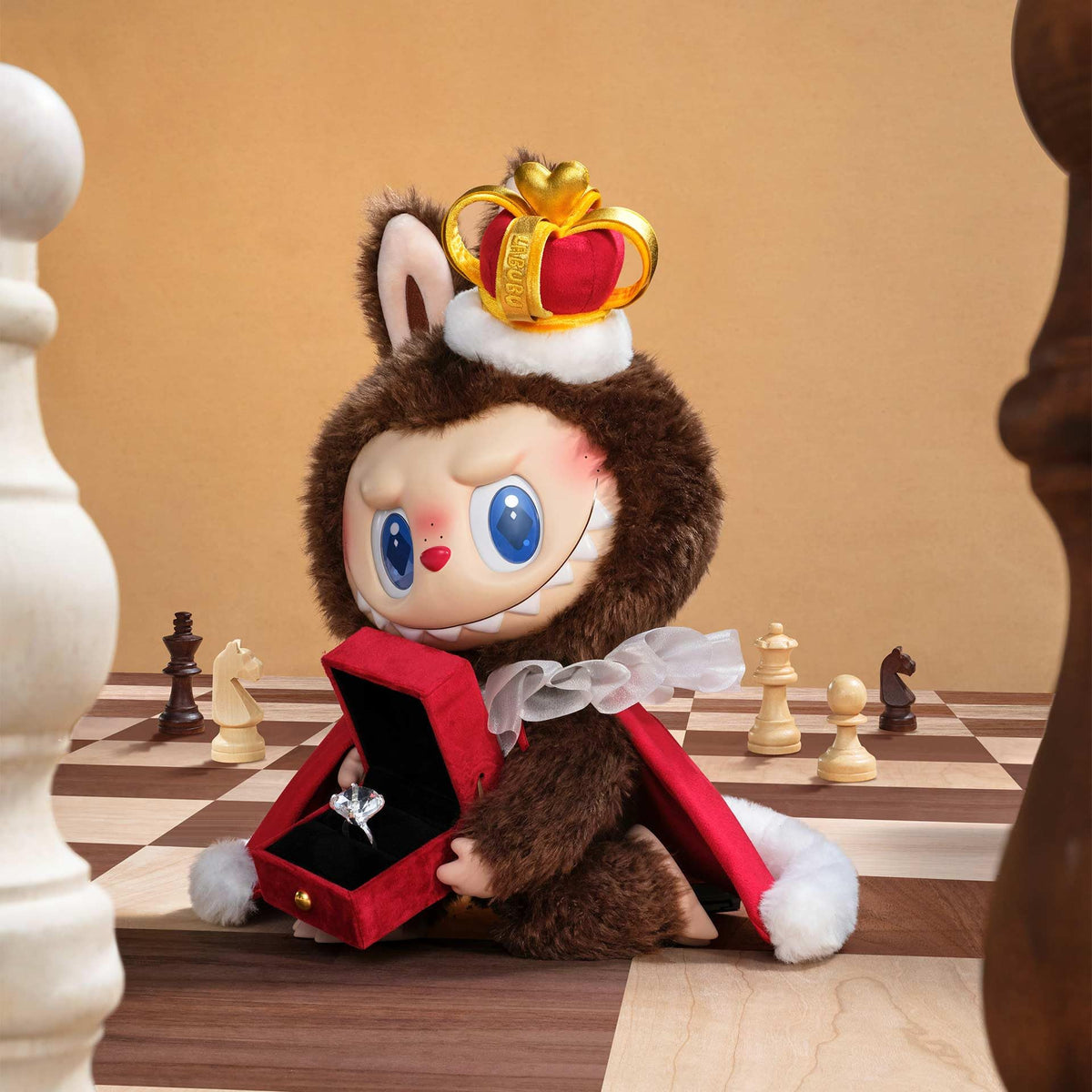 POP MART The Monsters Let's Checkmate plush on a desk setup for stylish decor