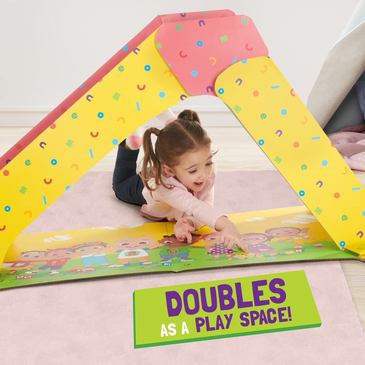 Rainbow slide folded flat for quick storage behind furniture.