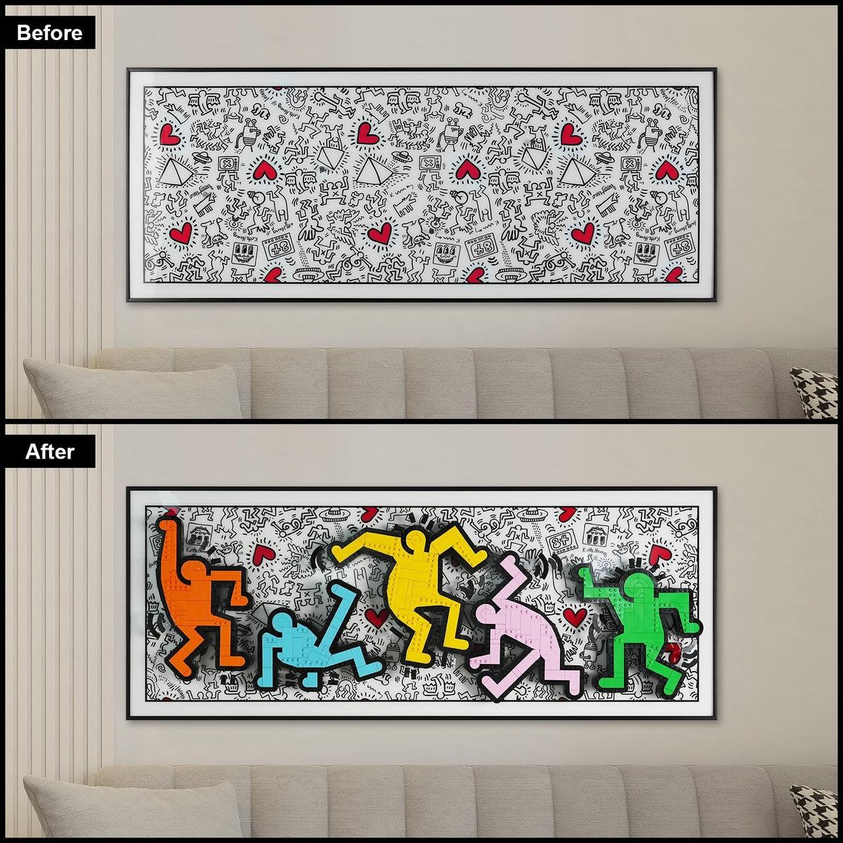 Popbricks horizontal hanging frame enables easy gallery setup