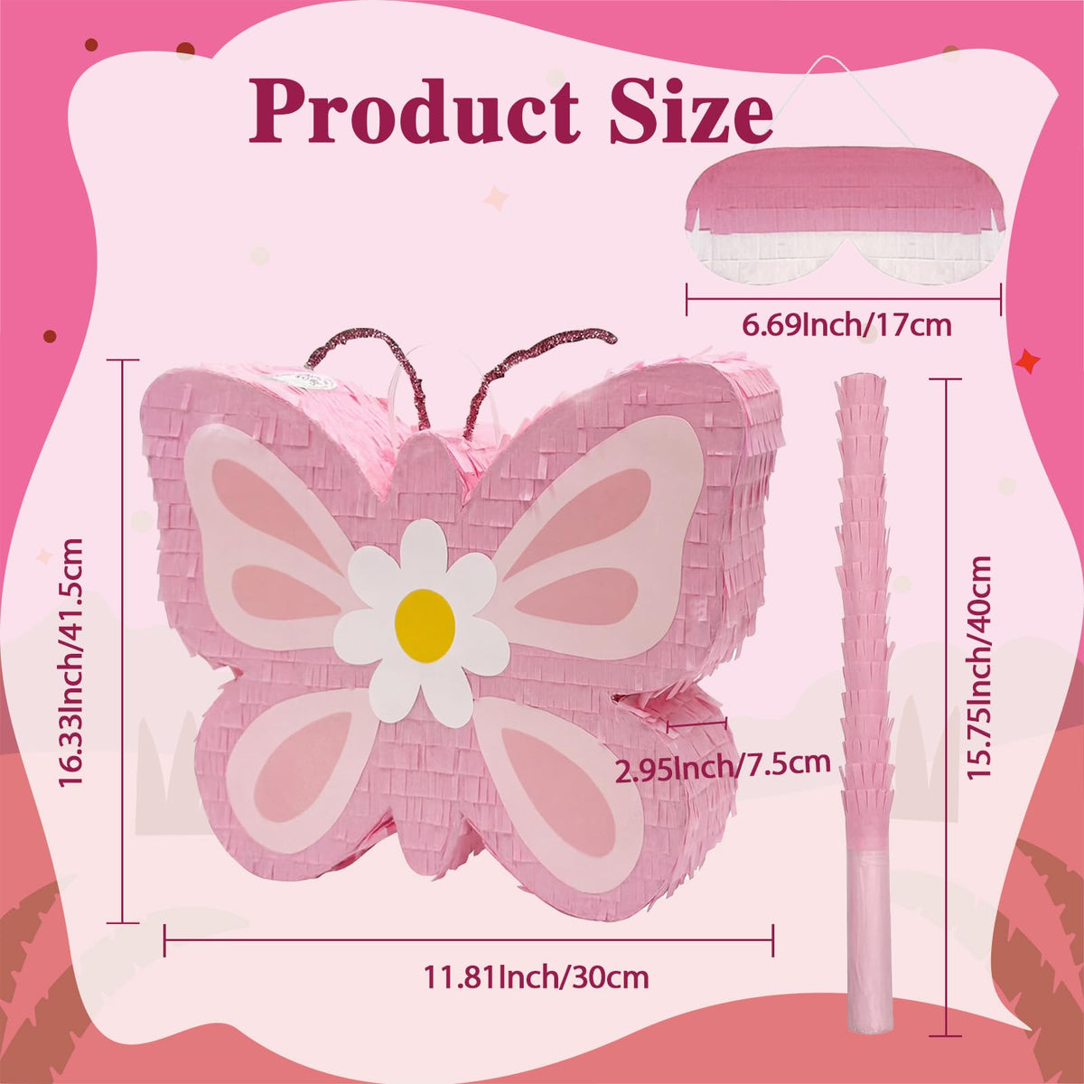 POPCLAP Butterfly Pinata fill capacity six pounds of treats safely.