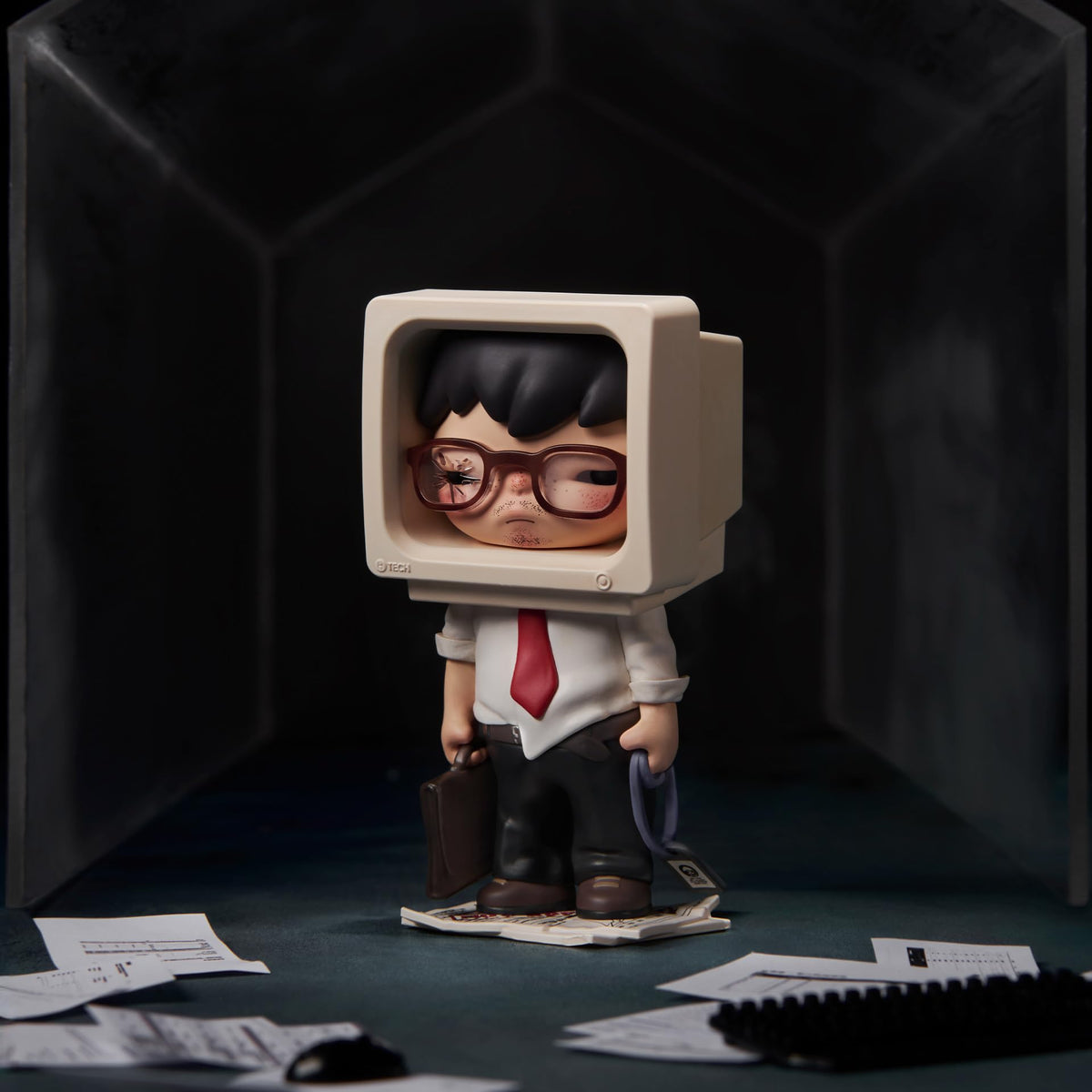 Hirono Wildgrass figure posing beside a desk lamp to inspire creativity