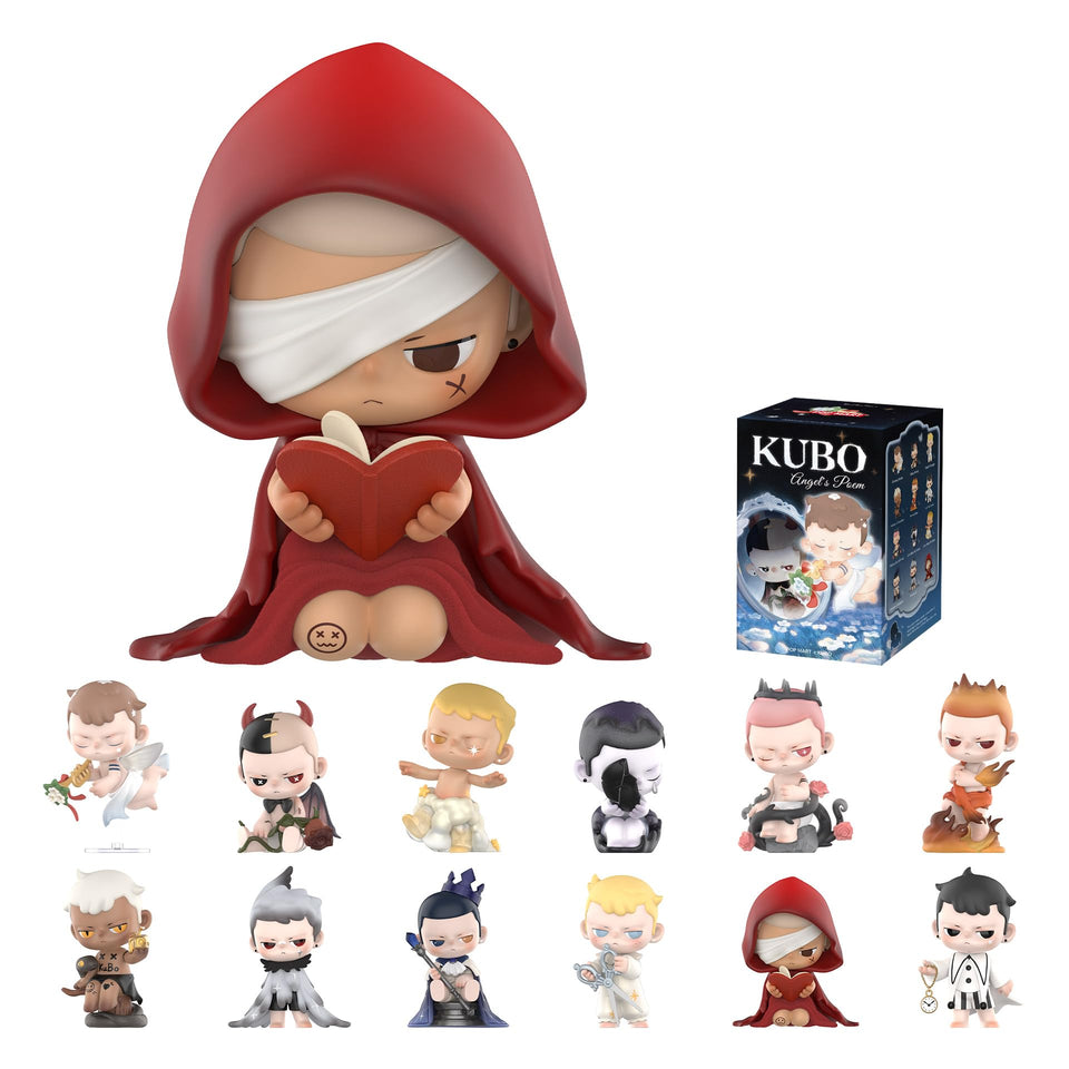 POP MART KUBO Angel's Poem blind box front view, ideal for shelf display and future collection.