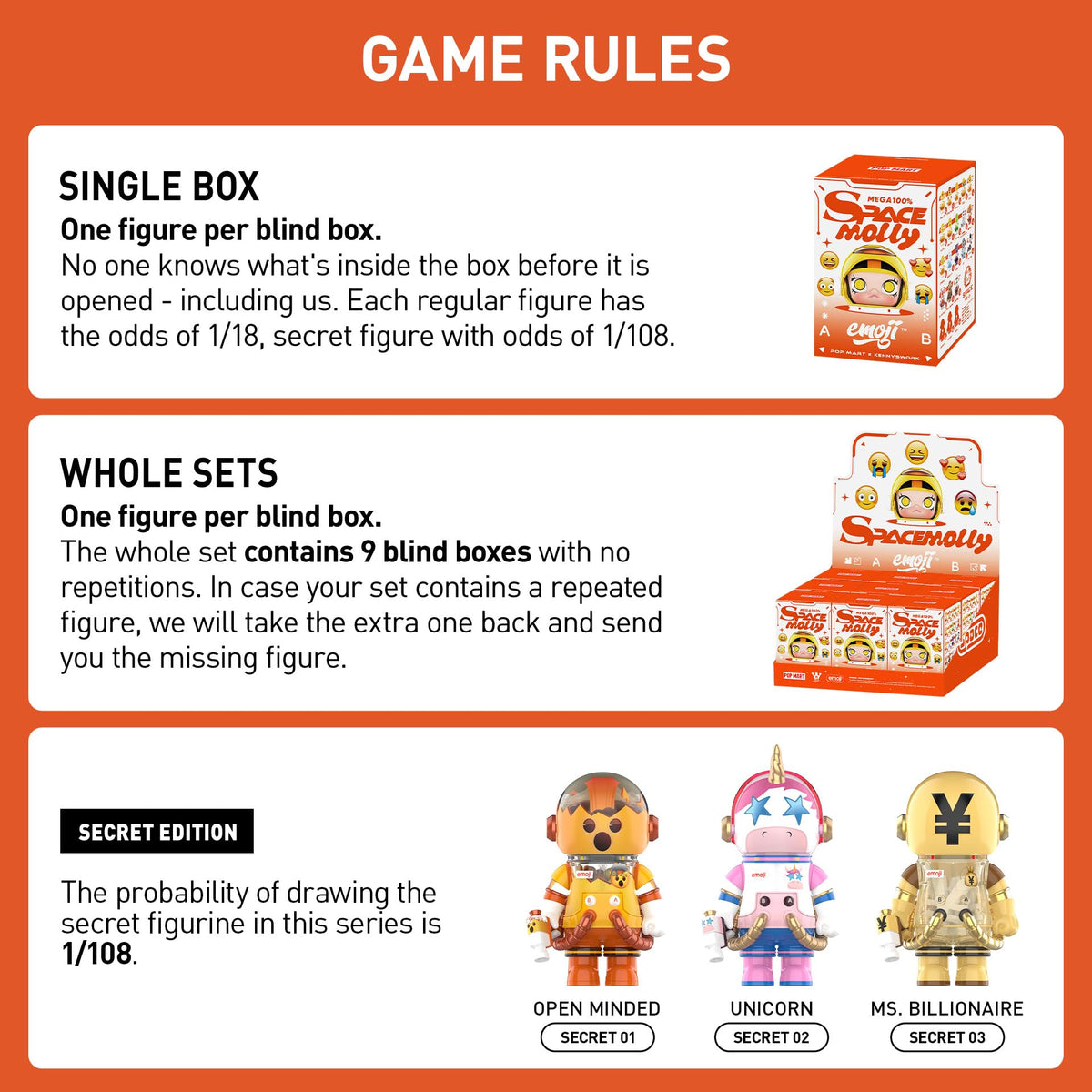 POP MART Mega Space Molly blind box reveals a random figure for collectible thrill