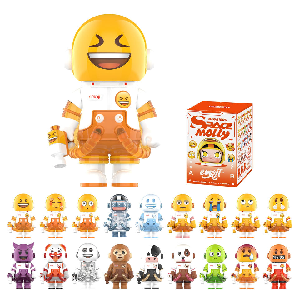 POP MART Mega Space Molly emoji series box brightens your desk display