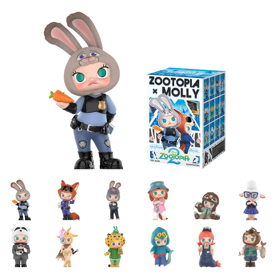 POP MART Molly × Zootopia blind box front view showcases display potential and gifting appeal.