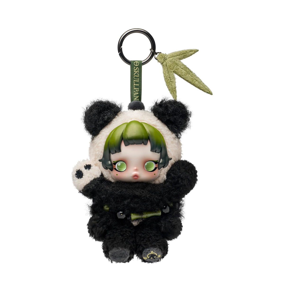 POP MART SkullPanda pendant viewed from the front, a cute desk companion for inspiration.
