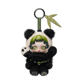 POP MART SkullPanda pendant viewed from the front, a cute desk companion for inspiration.