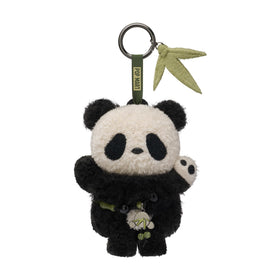 POP MART SkullPanda pendant side view, adds whimsy to car and office spaces.
