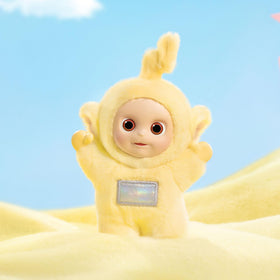 POP MART Teletubbies Vibrancy Series collectible figure in hand demonstrates vibrant design.