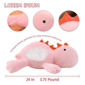 PopMeme pink dinosaur plush in soft fabric ideal for bedtime comfort.
