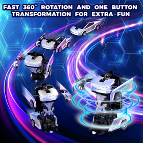 POPPLAYING LED-lit RC car shows 360° rotation for dynamic spins.