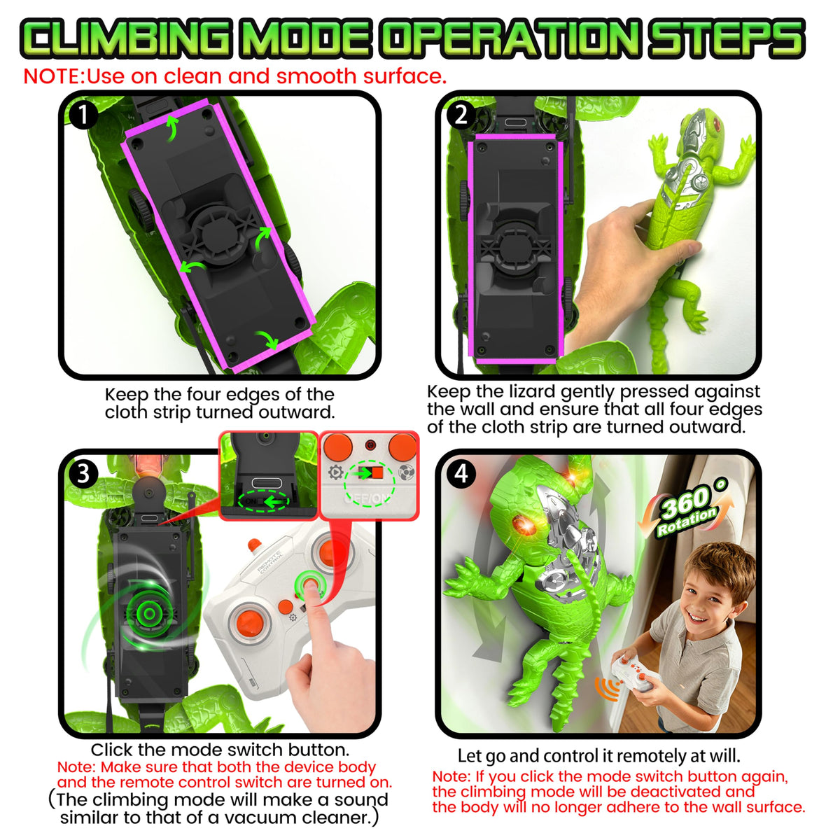 POPPLAYING Gecko grips smooth surfaces with no residue during climbs.