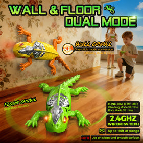 POPPLAYING LED-eyed gecko climbing ceiling demonstrates dual-mode versatility.
