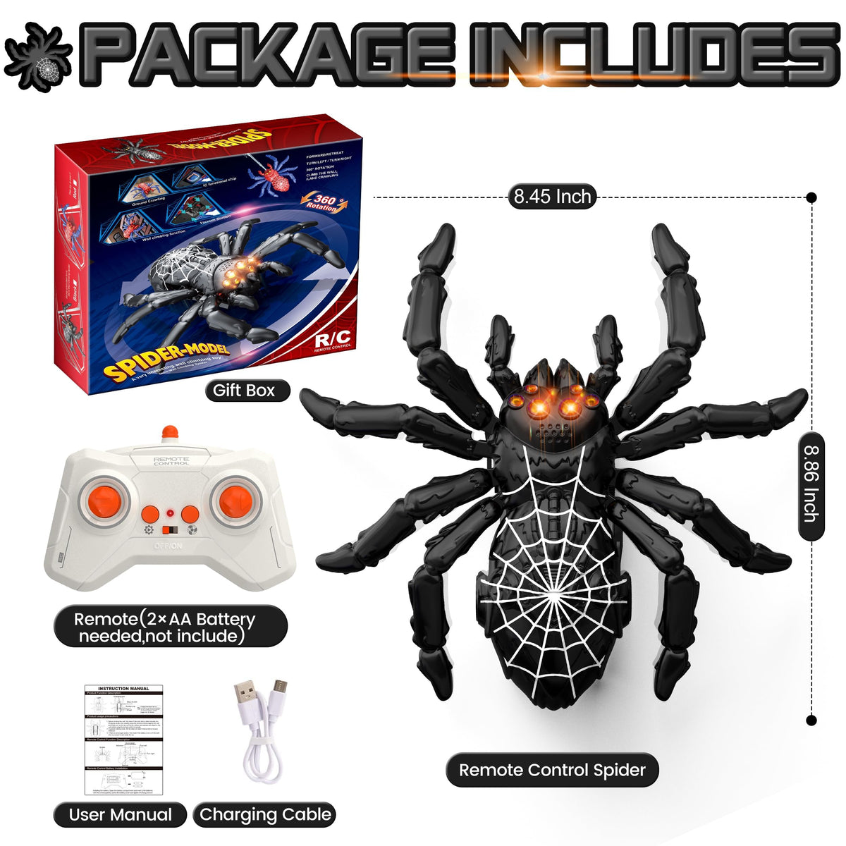POPPLAYING remote-control spider robot 2-4GHz enables precise control for interactive play.