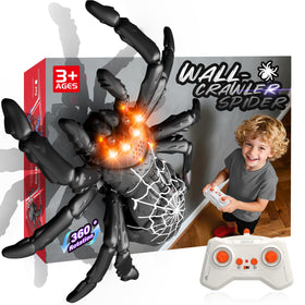 POPPLAYING wall-climbing spider robot front view shows sleek design for indoor exploration.