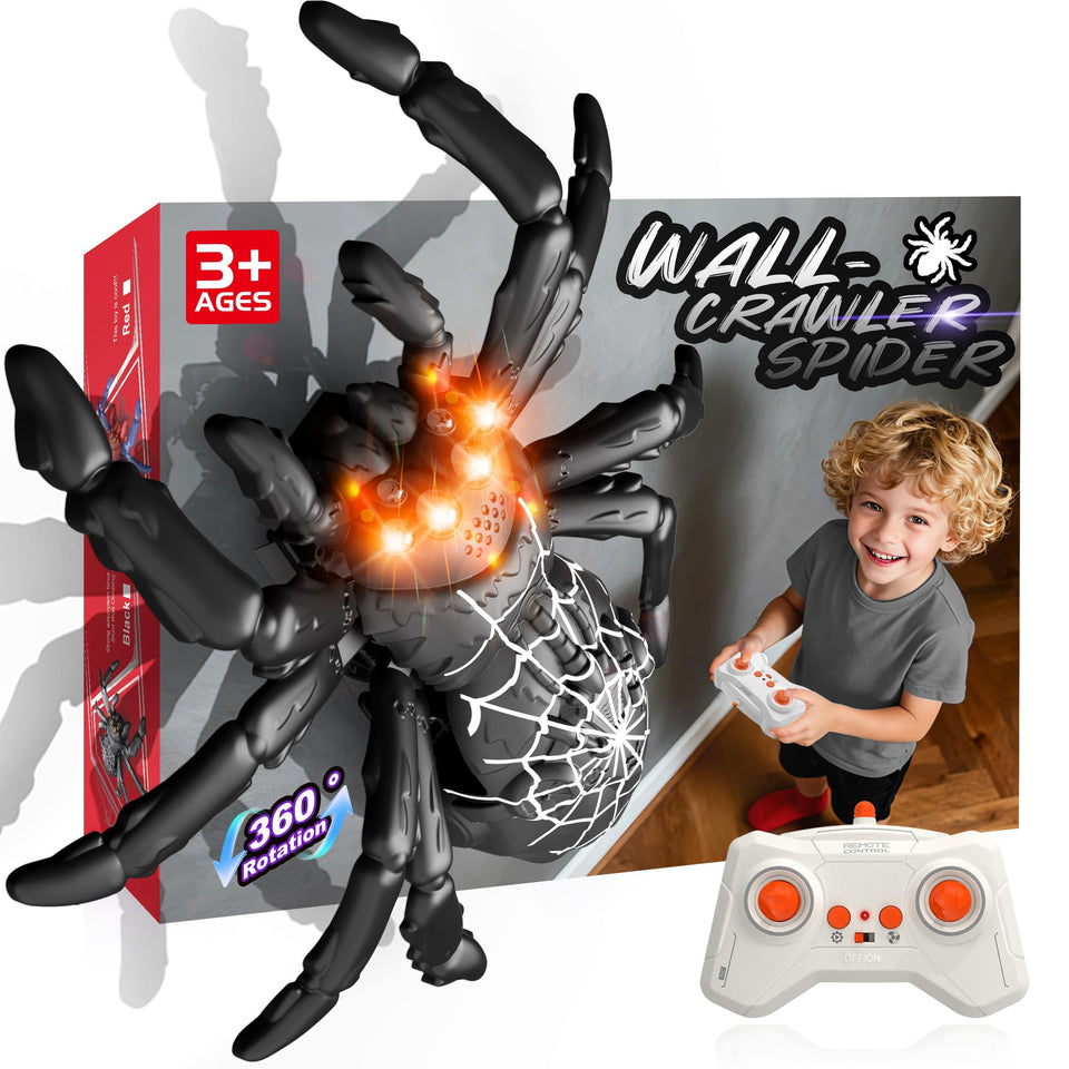 POPPLAYING wall-climbing spider robot front view shows sleek design for indoor exploration.