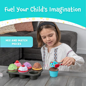 Popular Playthings colorful cups add vibrant details to pretend baking and sorting activities.