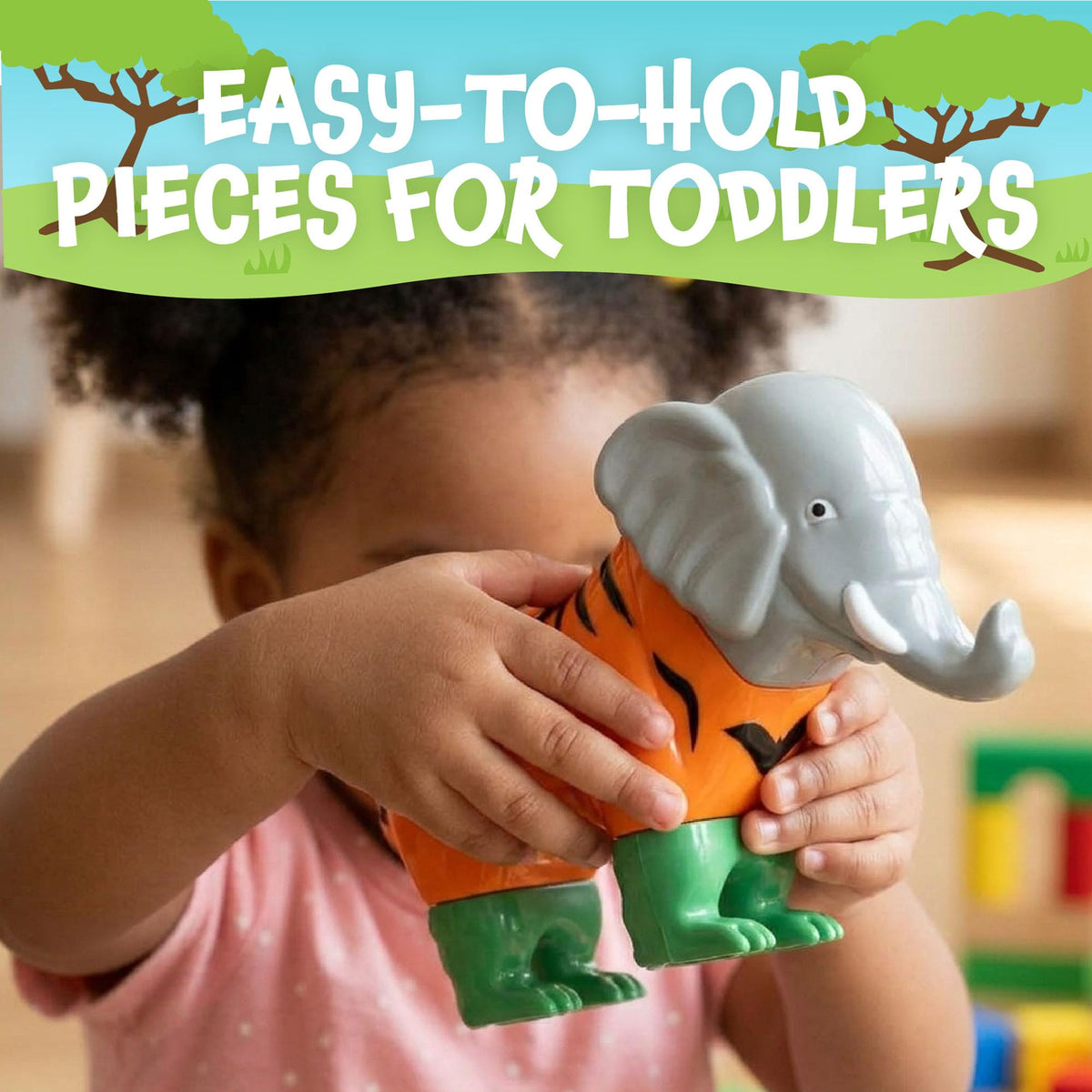 Popular Playthings Magnetic Animals crocodile-giraffe set supports color matching