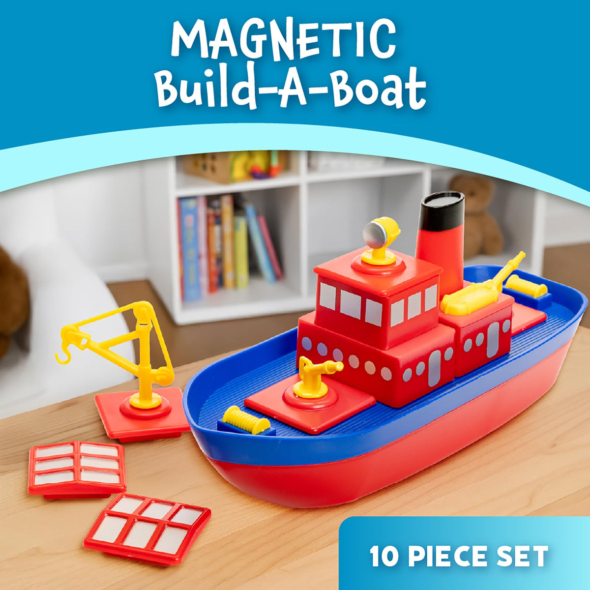 Popular Playthings magnetic build-a-boat magnetic-connection helps pieces lock securely