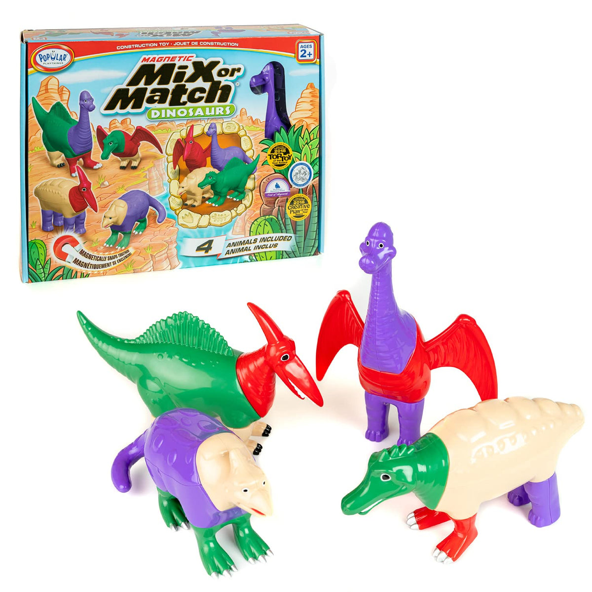 Popular Playthings Magnetic Dinosaurs colorful puzzle pieces for toddler fine motor play.