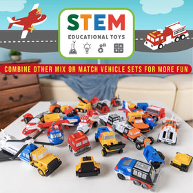 Popular Playthings magnetic fire-rescue set with vibrant colors to spark role-play adventures.