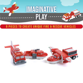 Popular Playthings 3-piece car toy set with magnetic design for easy assembly by little hands.