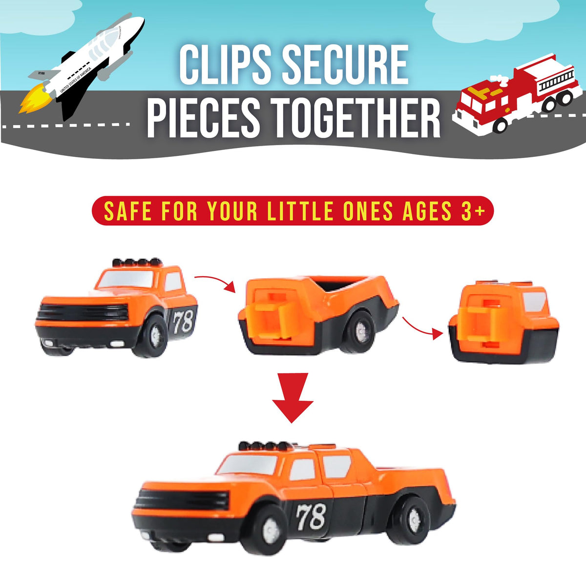 Popular Playthings magnetic vehicles imaginative-play: kids create custom vehicle teams and scenes.